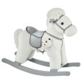 thumbnail image 1 of Qaba Cheval à Bascule en Peluche pour Enfants avec Ours, Chaise pour Enfants avec Jouet en Peluche Doux & Sons Réalistes Amusants, Blanc, 1 of 9