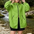 thumbnail image 3 of Husipze Women Rain Jackets Casual Zip Up Hooded Windbreaker Lightweight Portable Waterproof Raincoat Hiking Travel Jackets with Pockets Green S, 3 of 4
