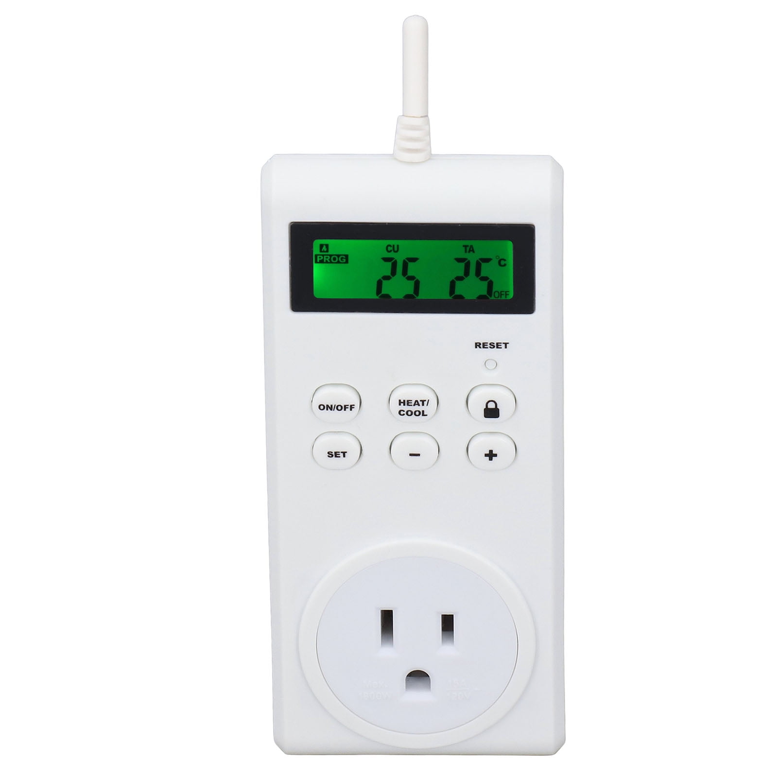 Smart Control Programmable Thermostat Outlet, Clear Display, High
