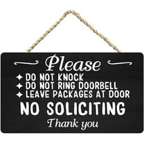 Wooden Signs/No Soliciting Sign Do Not Knock or Ring Doorbell Do not Disturb Sign Kitchen Cafe Pub Decor, Wood wal Art, Rustic Wood decor gift 8x12 INCH