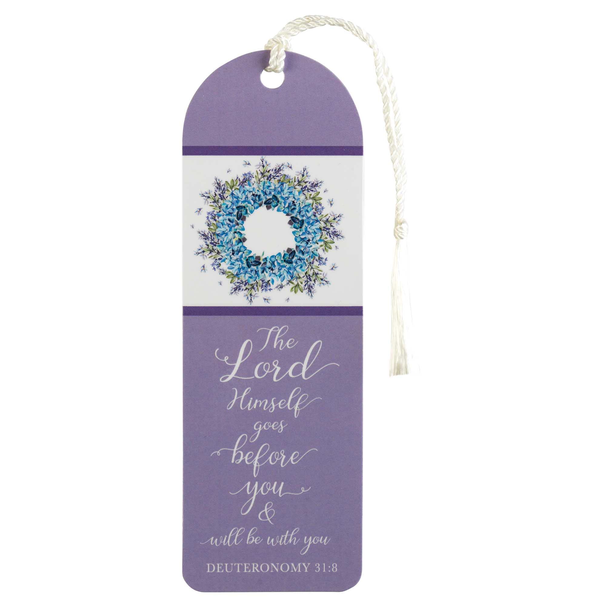 Dicksons Lord Himself Goes Before You Blue Floral Wreath 6 inch Paper Tussled Bookmark Pack of 12