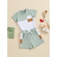 thumbnail image 6 of Aojekbee Toddler Boys Summer Shorts Sets Short Sleeve Contrast Color Tops and Drawstring Shorts Sets, 6 of 10