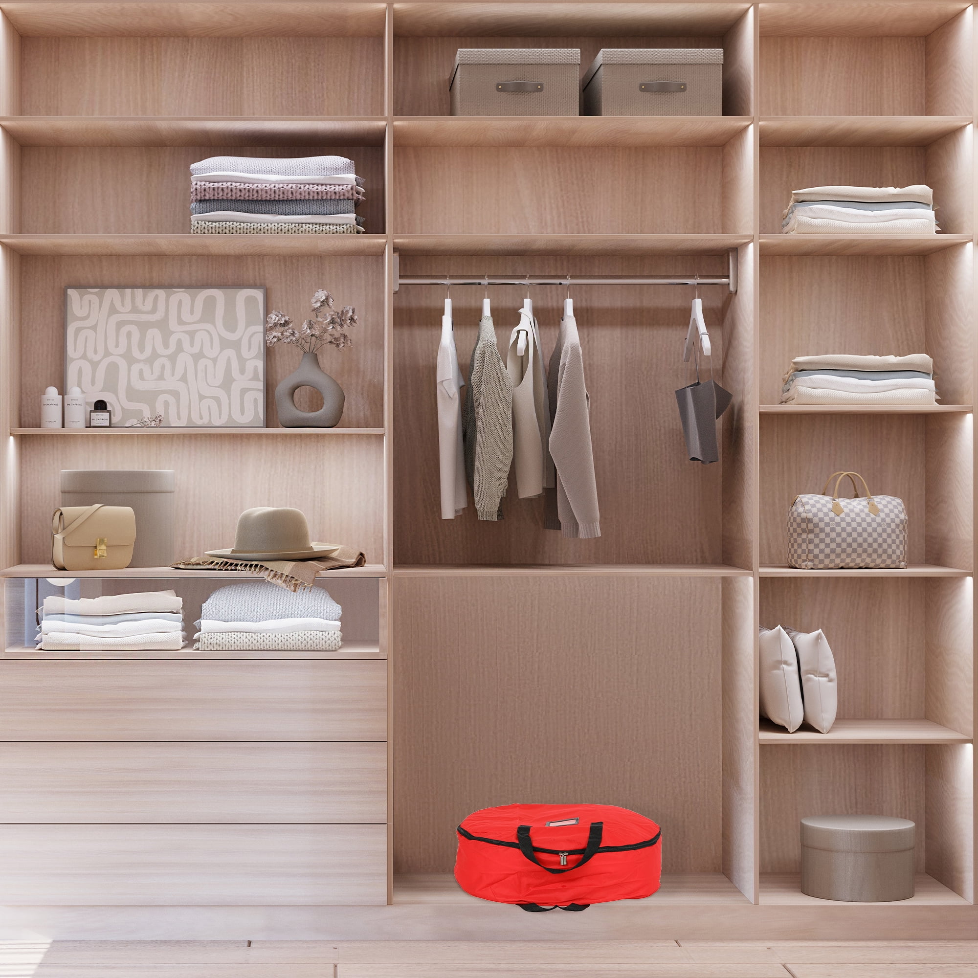 Unique Bargains 1 Pack Clothes Storage Bags Moving Bags Red 23.5*7in