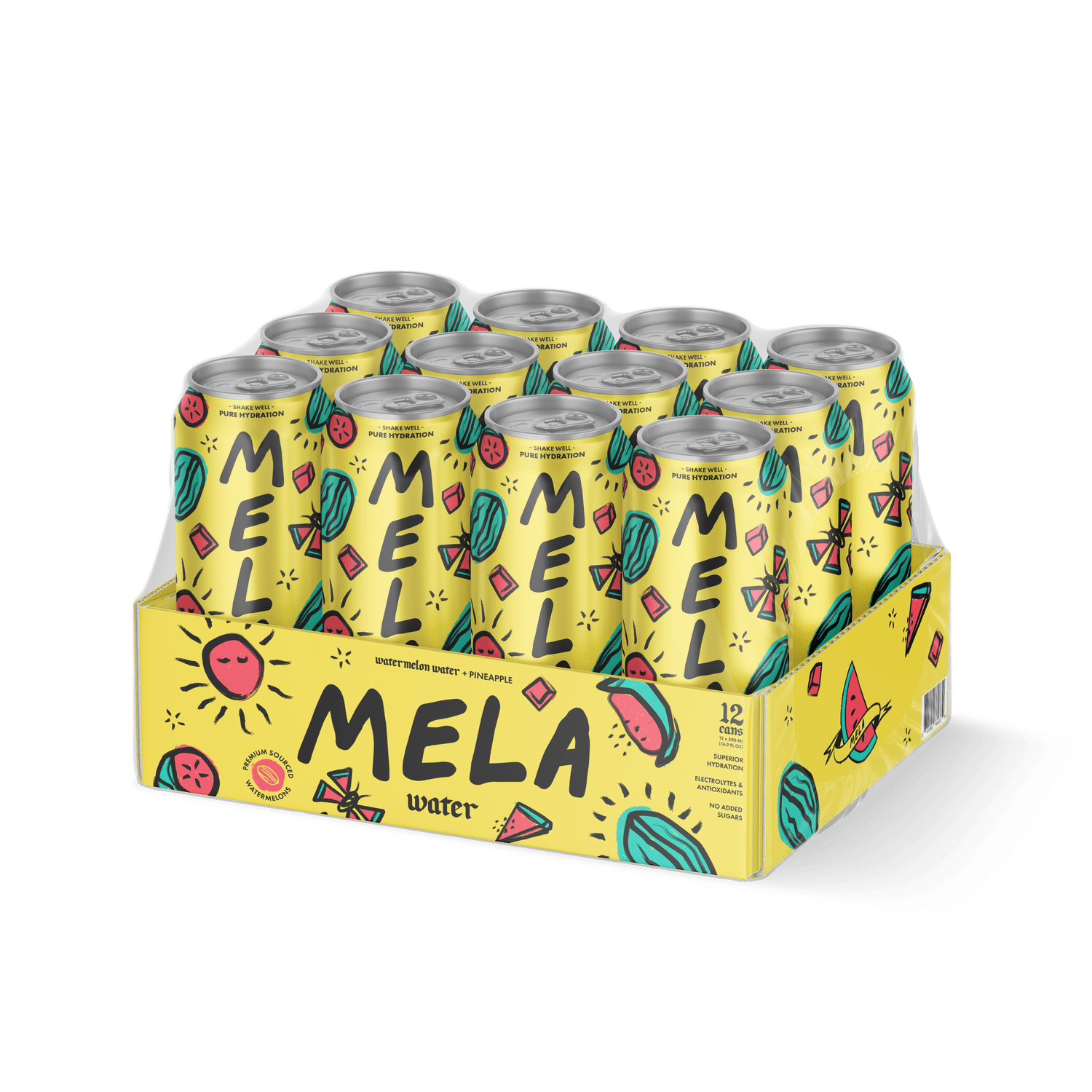 (4 pack) Mela Watermelon Water + Pineapple 16.9 fl oz