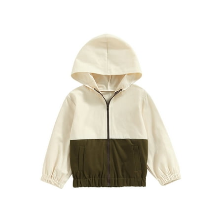 

Toddler Kids Girls Long Sleeve Hooded Zipper Cardigan Casual Patch Color Jackets Coat