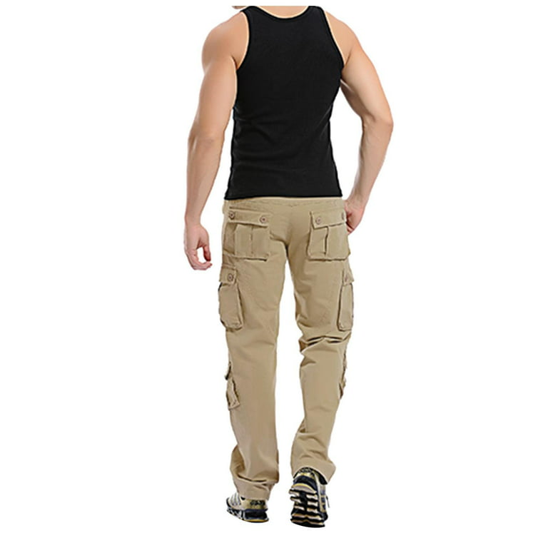 Juebong Men's and Big Men's Pants Outdoor Work Wear for Men Solid Casual  Multiple Pockets Outdoor Straight Type Fitness Pants Cargo Pants Trousers