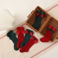 thumbnail image 5 of ZINTAOZT 2 Pairs Baby Girls Christmas Knee High Socks Bow Tube Ruffled Knit Socks Cotton Long Stockings for Toddlers, 5 of 9