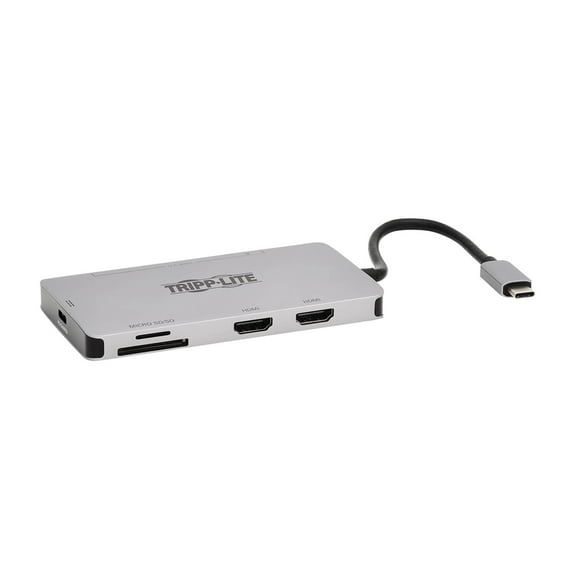 Tripp Lite U442-DOCK8-GG Dual-Display 8-Port USB-C Dock, 100-Watt PD Charging, Gray