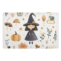 Yayeee Doormat for Indoor Entrance 32" x 20" Non Slippery Floor Rug, White Magical Halloween Girl