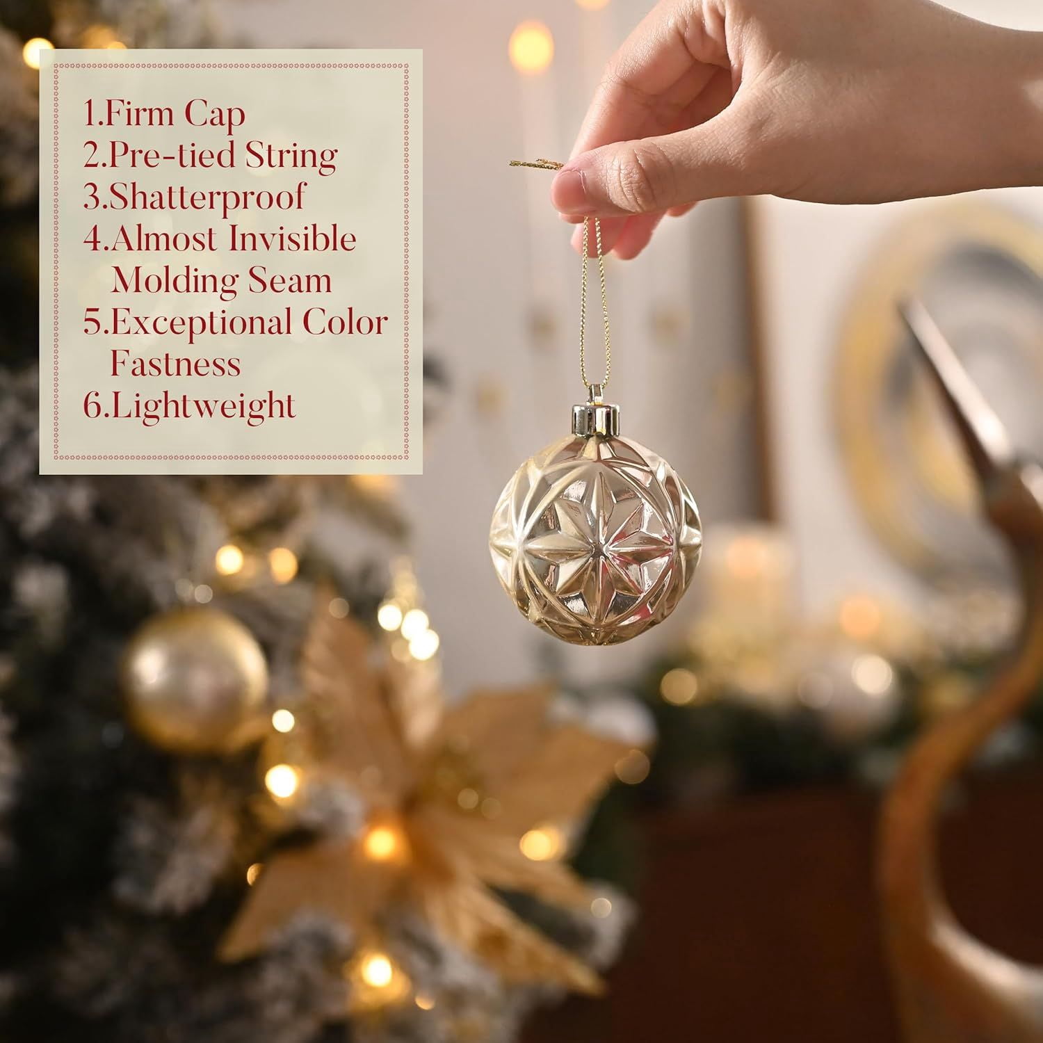Ornaments for Christmas Trees, 16ct 2.36 Inches White and Silver Shatterproof Christmas Tree Decorations, Hanging Ball Ornaments for Xmas Holiday Party Decor