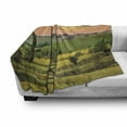 thumbnail image 3 of Nature Soft Flannel Fleece Blanket, Picture of Rural Pastoral Meadows with Fences Surreal Countryside Image Print, Cozy Plush for Indoor and Outdoor Use, 50" x 60", Green Blue Orange, by Ambesonne, 3 of 6