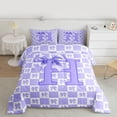 thumbnail image 2 of jejeloiu Purple Cartoon Bowknot Twin Comforter Sets,Letter H Print Bedding Set For Girls Women Reversible 2pcs, 2 of 8