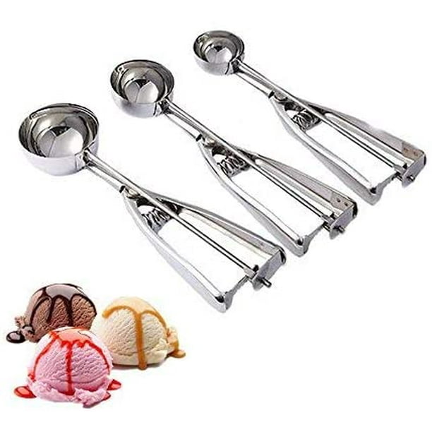 3 Pack Stainless steel Ice Cream Scoop Set with Trigger Cookie Dough