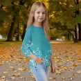 thumbnail image 5 of Drmagiyhm Turquoise 3/4 Sleeve Shirt for Girls Size 10-12 Casual Floral Print Shirts Fashion Cute Tshirt Kids Fall Winter Crewneck Tops 12-14 Years, 5 of 5