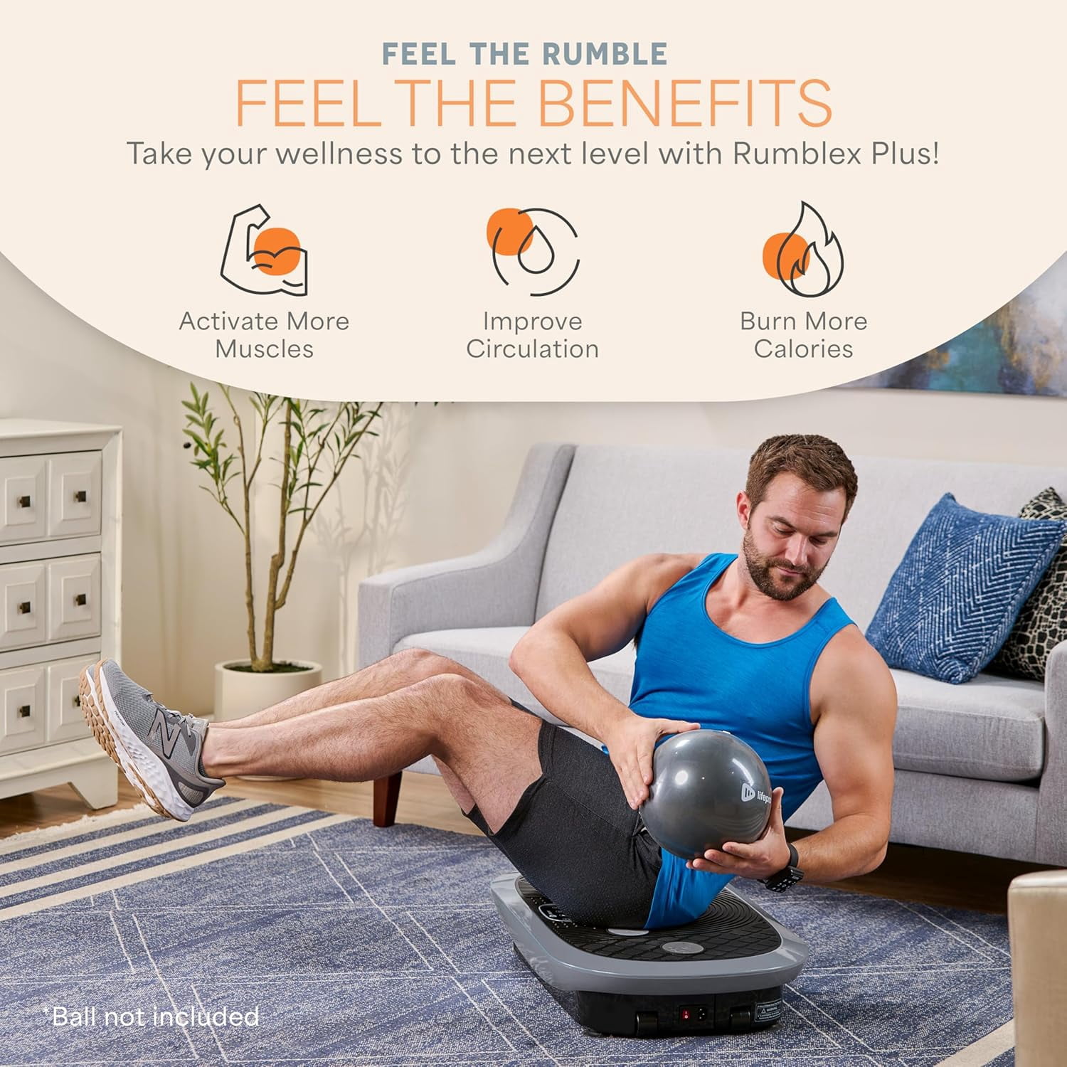 Lifepro Rumblex Plus 4D Vibration Plate Exercise Machine – Triple Motor Full Body Vibrating Plate for Weight Loss, Recovery, Circulation & Lymphatic Drainage - Gray