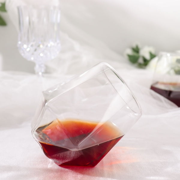 Efavormart 12 Pack | Diamond Shaped 12oz Plastic Stemless Wine Glasses ...