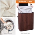 thumbnail image 6 of Garvee Folding Bamboo Laundry Hamper with Lid, 27.5 Gallon Large Capacity Wooden Basket with Washable Liner Bag, Slim Space-Saving Clothes Organizer for Small Bedroom, Apartment, Dorm, Brown, 6 of 8