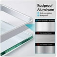 thumbnail image 3 of Estante de vidrio para baño, vidrio templado de aluminio, 8 mm, extra grueso, 1 pieza, rectangular, 1 capa, organizador de almacenamiento montado en la pared, plateado, 3 of 5