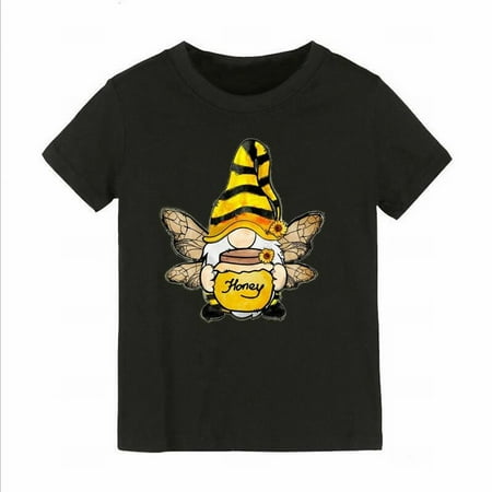 

Baby Girl Boy Bee Festival Cartoon Print Honey Short Sleeved T Shirt Size 18M Black