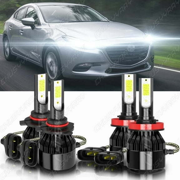 4pcs For Mazda 3 2010-2016 CX-3 2016-2017 9005 H11 LED Headlight Combo Bulbs Kit