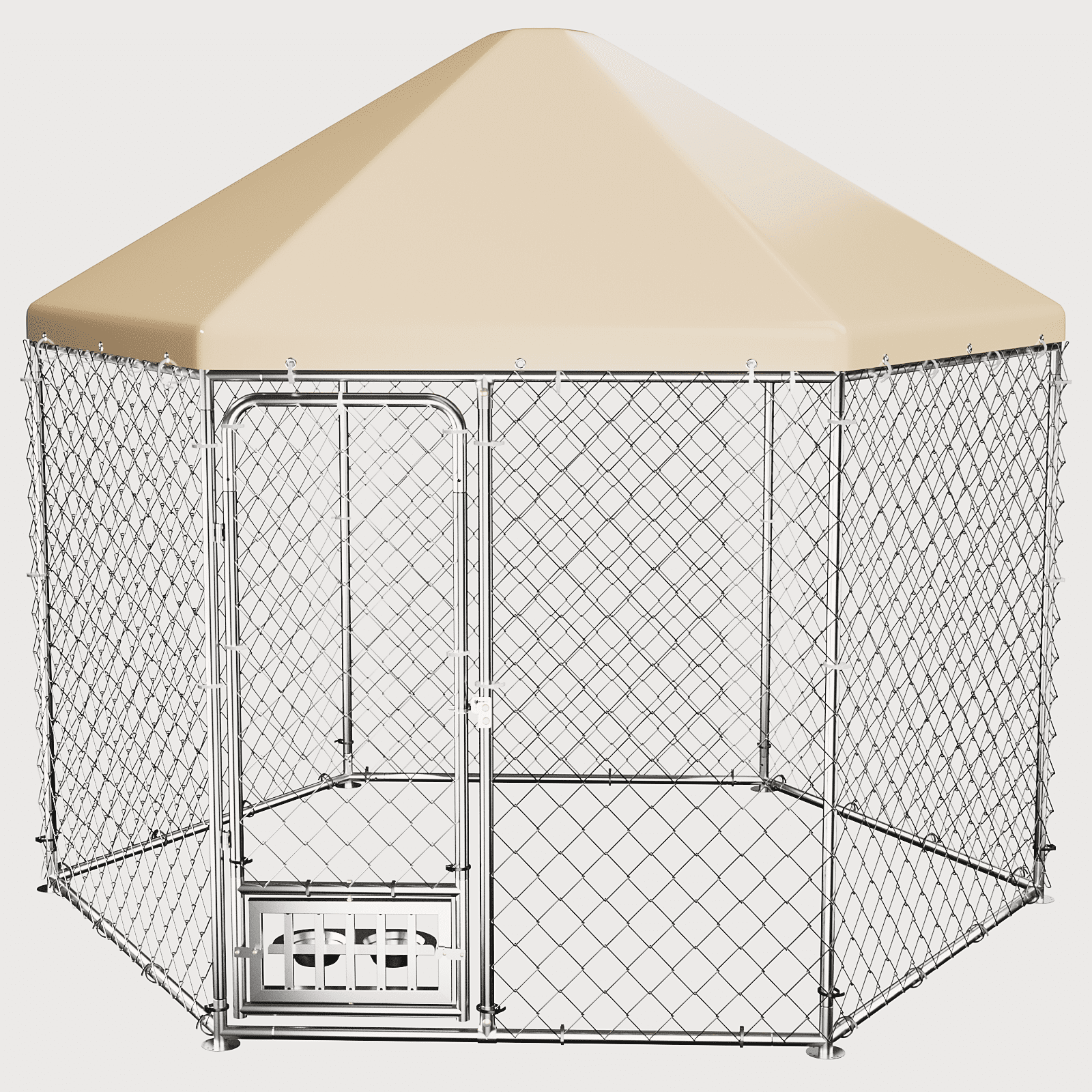TPHORK Outdoor Dog Kennel with Roof, Large Dog Kennel with Dog Bowls, Outside Dog House Pen Enclosure with Secure Lock (9.2 x 8 x 7.7 FT)