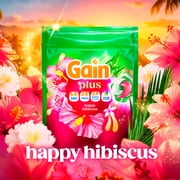 Gain Plus Flings Laundry Detergent Soap Pacs, All-In-One, Happy Hibiscus Scent, 18 Count
