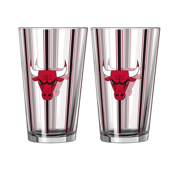 Logo Brands Chicago Bulls Two-Piece 16oz. Striped Pint Glass Set