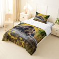 thumbnail image 2 of Castle Fairy Jungle Bear Twin Comforter Sets 2pcs,Autumn Leaves Bedding Set,Yellow Brown Green,Reversible,1 Comforter and 1 Pillowcase, 2 of 6