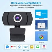 Hually Webcam with Microphone, Full HD 1080p/15fps Video Calling, USB Plug and Play, Works with Skype, Zoom, FaceTime, Hangouts, PC/Mac/Laptop/Macbook/Tablet - Black
