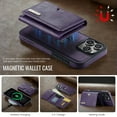 thumbnail image 5 of Decase 2 in 1 Magnetic Detachable Wallet Case Compatible with iPhone 16 Pro Max, Premium Leather RFID Blocking Flip Wallet Card Holder Shockproof Phone Case Supporting Wireless Charging,Purple, 5 of 11