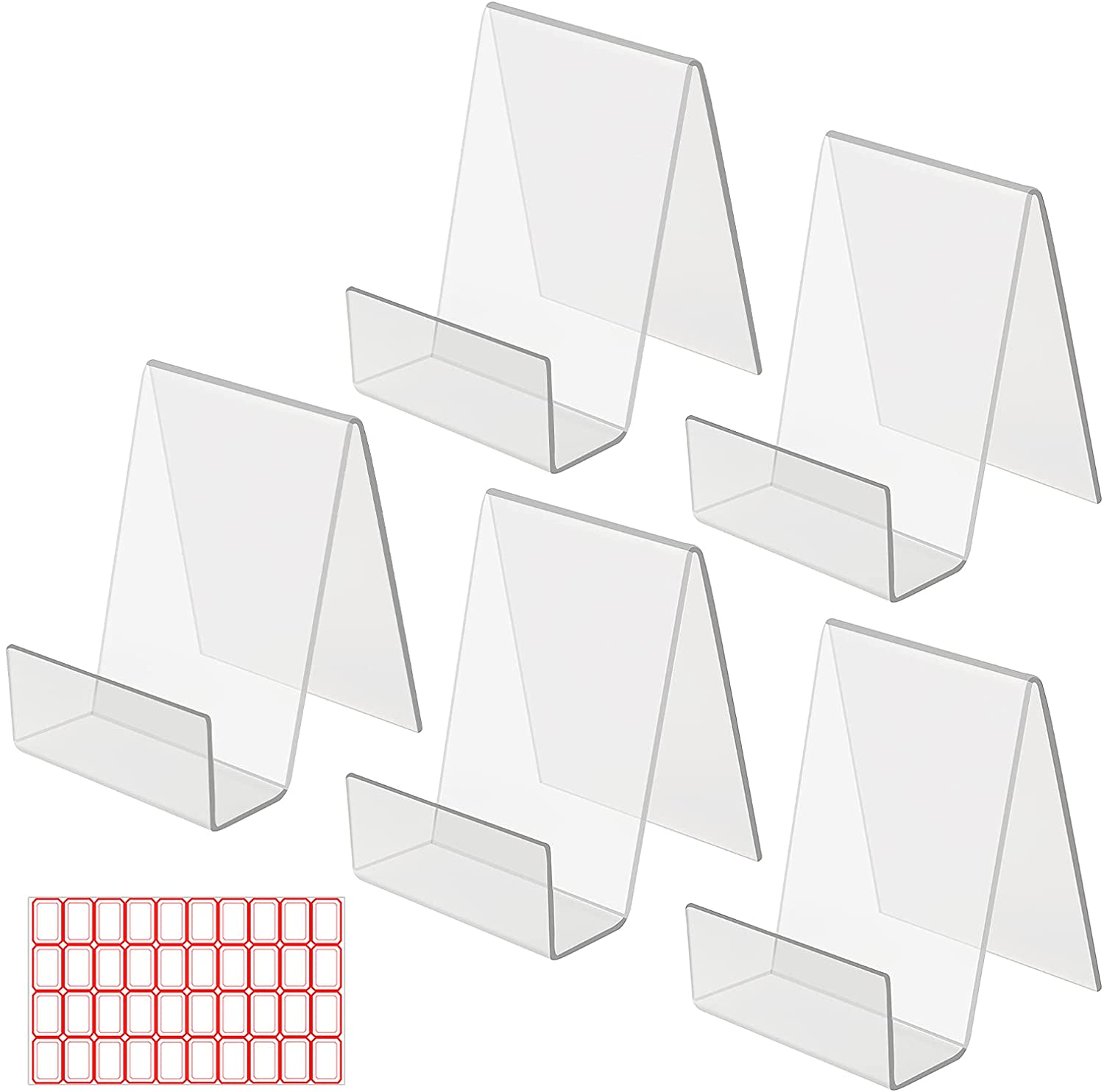 5PCS Acrylic Display Easel with Ledge,Clear Acrylic Book Stand for