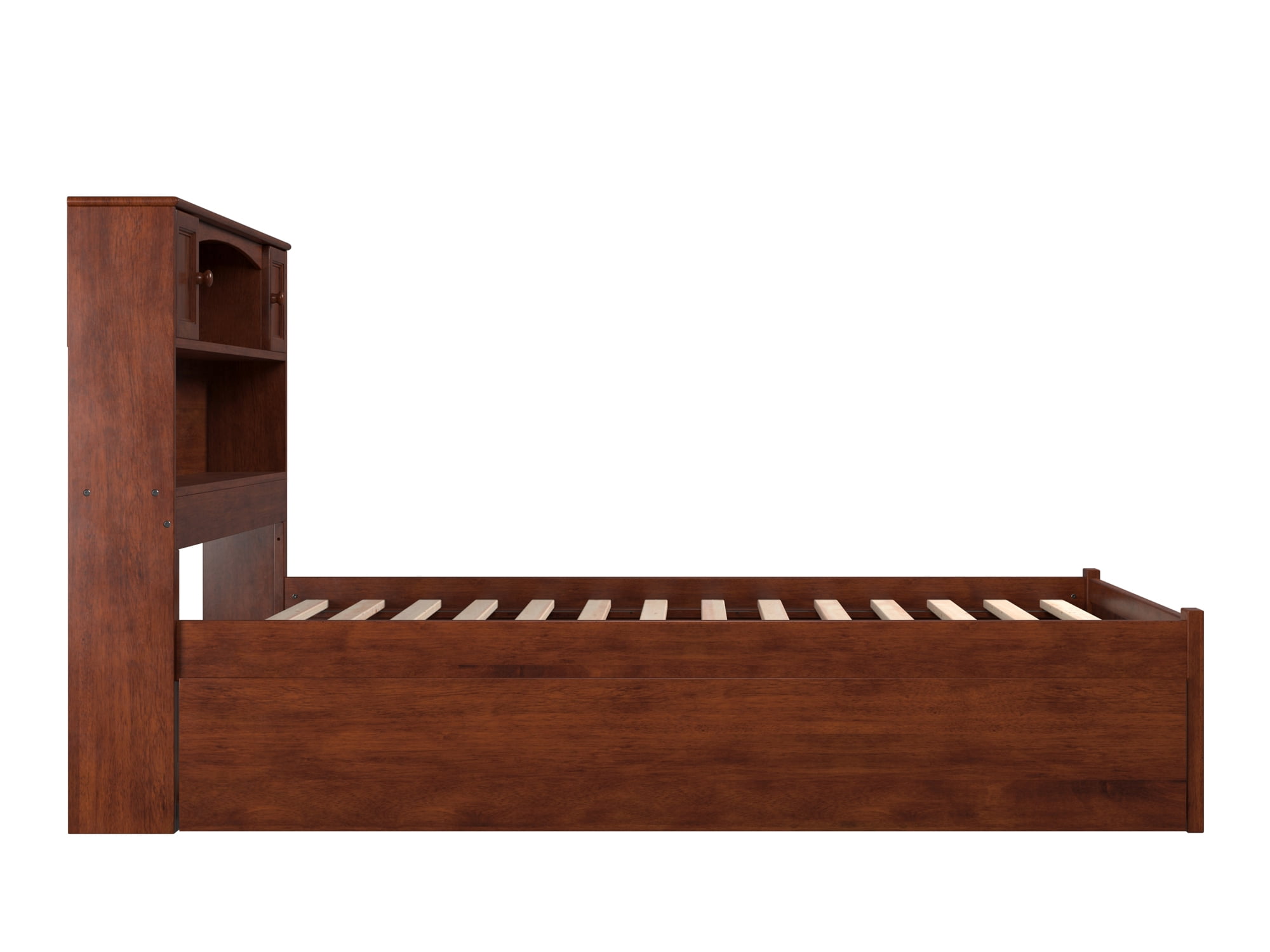 AFI Newport Full Solid Wood Platform Bed with Footboard & Full Trundle in Walnut
