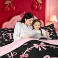 thumbnail image 5 of meiyoeat Ribbon Bow Pearl 7 Pieces Full Size Bedding Sets,Pink Monogrammed B Full Size Bed in a Bag For Girl,Pink Reversible, 5 of 7