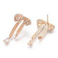 thumbnail image 3 of 10pcs Brass Micro Pave Clear Cubic Zirconia Stud Earring Findings for Half Drilled Beads Nickel Free Bowknot Golden 33x20.5mm Pin: 0.6mm Pin: 0.6mm(for Half Drilled Beads), 3 of 3