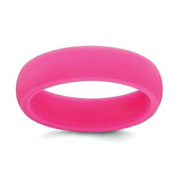 Silicone Hot Pink 5.7mm Domed Band Size 5 Ring for Women and Men - .8 Grams