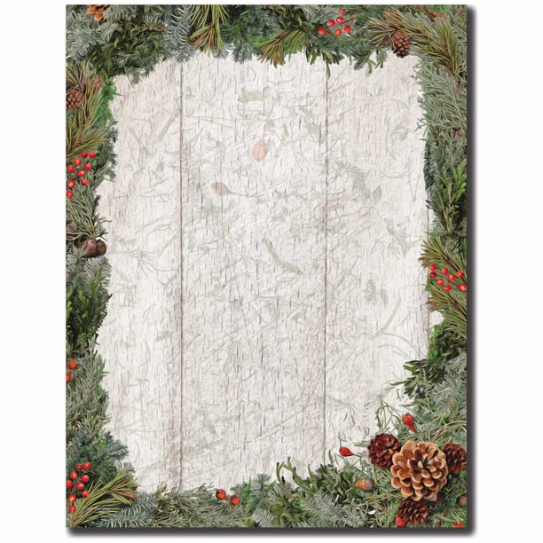 Holiday Wreath Letterhead Laser & Inkjet Printer Paper, 25 Sheets