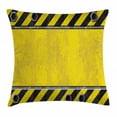 thumbnail image 1 of Construction Throw Pillow Cushion Cover, Under Construction Design Rusty Grunge Working Site Sign Rough Display, Decorative Square Accent Pillow Case, 24 X 24 Inches, Yellow Green Black, by Ambesonne, 1 of 2