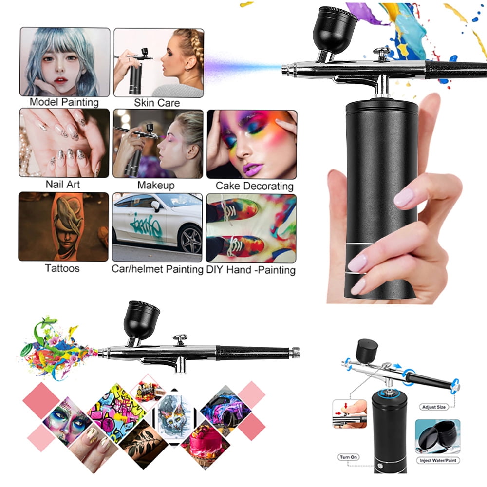 Jercoda 22pcs Airbrush Kit with Compressor for Painting, Portable Air Brush Set, Multi-Function Handheld Airbrushes for Nail Design Tattoo Cake Decoration Art Craft