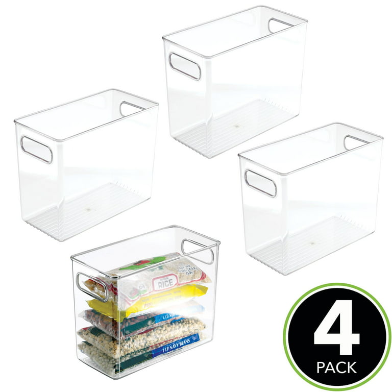 mDesign Plastic Tall Deep Organizing Bin with Built-In Handles, 2 Pack -  Clear 