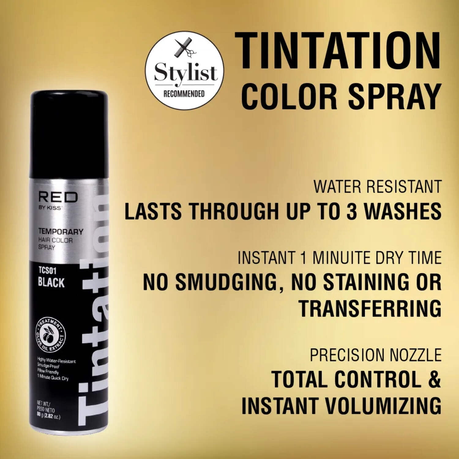 Red By Kiss Temporary Hair Color Dye Spray, Quick Dry & Smudge Proof, Styling Spray for Event, Fast Drying