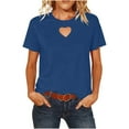 thumbnail image 1 of T-shirt Basique à Découpe Cœur Manches Courtes Col Rond Détail Ajouré Coton Doux Coupe Décontractée pour l'Été, 1 of 9
