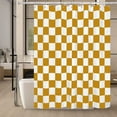 thumbnail image 3 of Aesthetic Checkerboard Grid Pattern Shower Curtain, White Yellow Modern Shower Curtain Sets Decoration 71x71 Inch with plastic hooks, 3 of 6