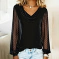 thumbnail image 2 of VISALY Women’S Velvet Cowl Neck Tops Mesh Sleeve Blouse Long Sleeve Soft Velour Shirts Elegant Slimming Fitted Pullover Tops Business Casual Blouses Trendy Plus Sized Fall Outfits Black L, 2 of 6