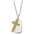 thumbnail image 2 of Mens Yellow Plated Stainless Steel Cross Dogtag Pendant Necklace with Chain for Men, 2 of 5