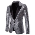 thumbnail image 2 of Herrnalise Men's Autumn And Winter Fashion Personality Sequins Casual Suit Jacket Silver, 2 of 4