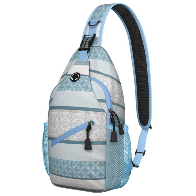 Geometric Nordic Style Sling Backpack Lightweight Travel Crossbody Bag with Layered Storage for Hiking and Commuting