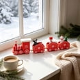 thumbnail image 2 of Red Christmas Wooden Mini Train Tabletop Ornament, 4-Car Connected Train Decor with Snowman Bear Figurines for Xmas Home Mantel & Table Decor, 2 of 5
