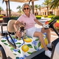 thumbnail image 3 of Golf Cart Seat Covers for 2 Seater,Yellow Lemon Microfiber Cart Seat Towel Blanket,Blue Flower Botanical Blossom Motif Spring Absorbent NonSlip Bench Seats Protector for Golf Course 51"x31", 3 of 9