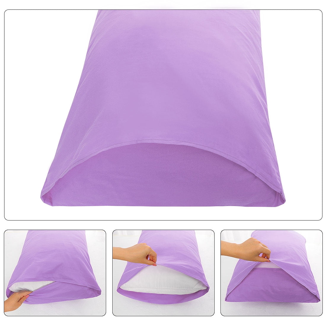 Unique Bargains 300TC Cotton Body Pillow Cover Case, 20" x 48"