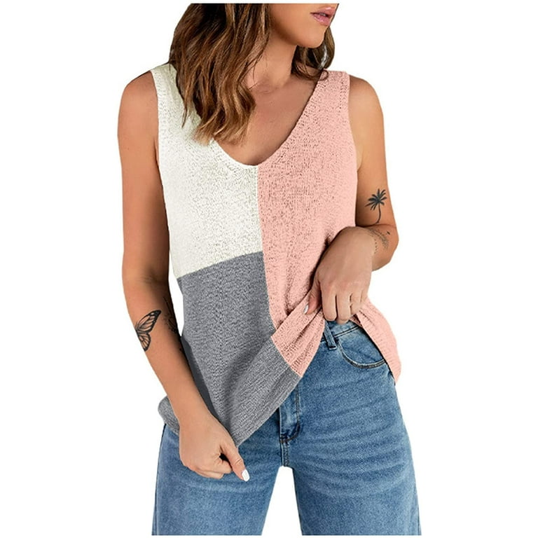 V neck hot sale color block sweater